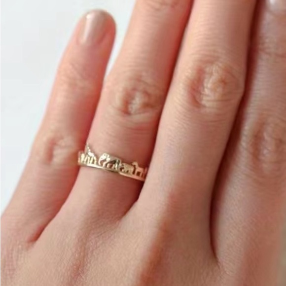 🦒 14K Gold Plated Animal Giraffe Elephant Ring Size 9 - Picture 4 of 11